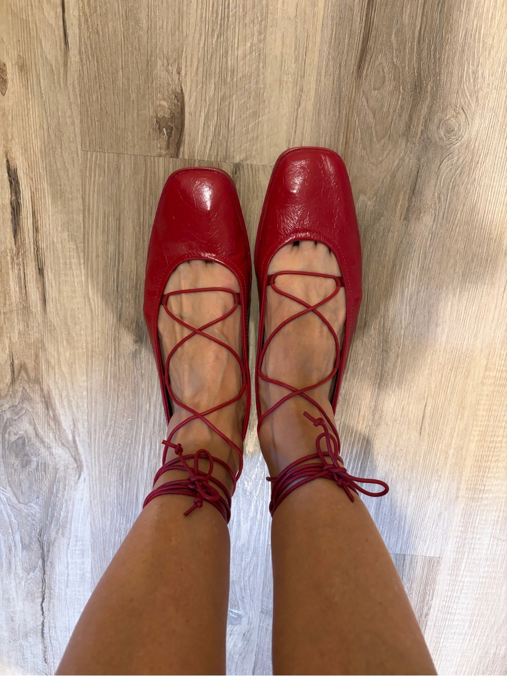 Dolce Vita Red Lace-Up Ballet Flats